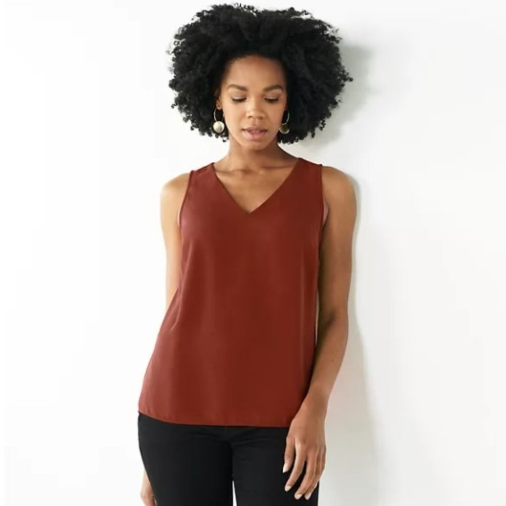 Nine West V-Neck Tank - Rust
